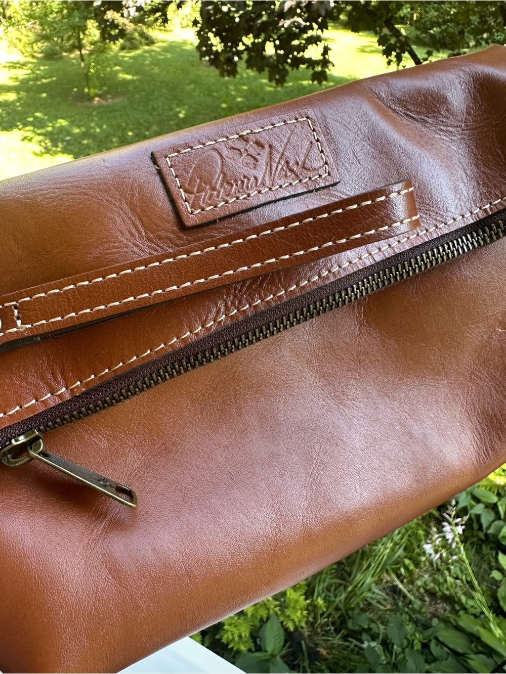 Patricia Nash Valerie Fold-over Clutch Wristlet. Brown Italian Leather